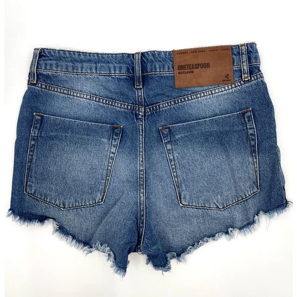One Teaspoon Outlaws Shorts Size 26‎ Cutoff 100% Cotton Denim Light Blue Wash - Picture 8 of 15